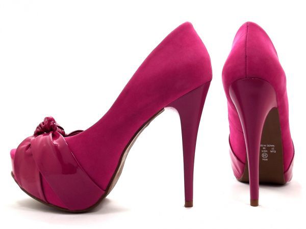 Sapato Peep Toe Meia Pata Rosa