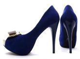 Sapato Peep Toe Meia Pata Azul