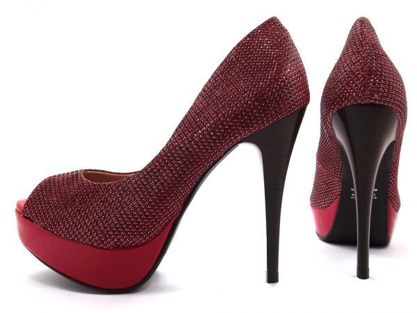 Sapato Peep Toe Meia Pata Vermelho