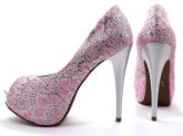 Sapato Peep Toe Meia Pata Rosa