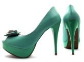 Sapato Peep Toe Meia Pata Verde