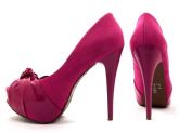 Sapato Peep Toe Meia Pata Rosa