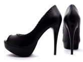 Sapato Peep Toe Meia Pata Preto